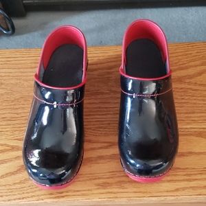 Sanita Red & Black Patton Leather Clogs